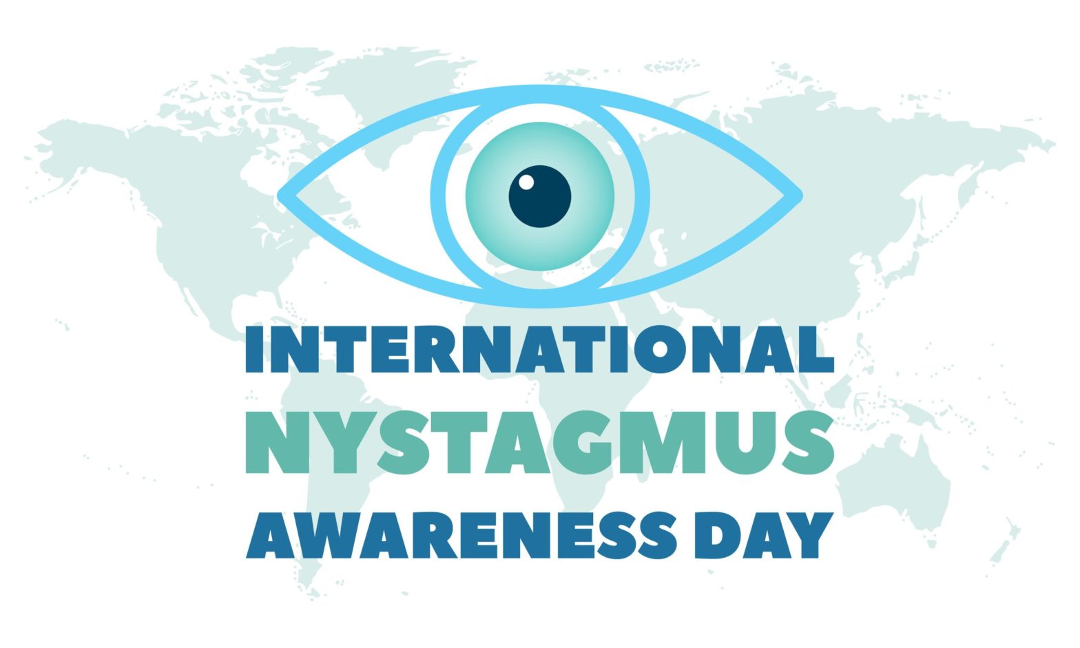 World map overlaid with International Nystagmus Awareness Day and an eye icon