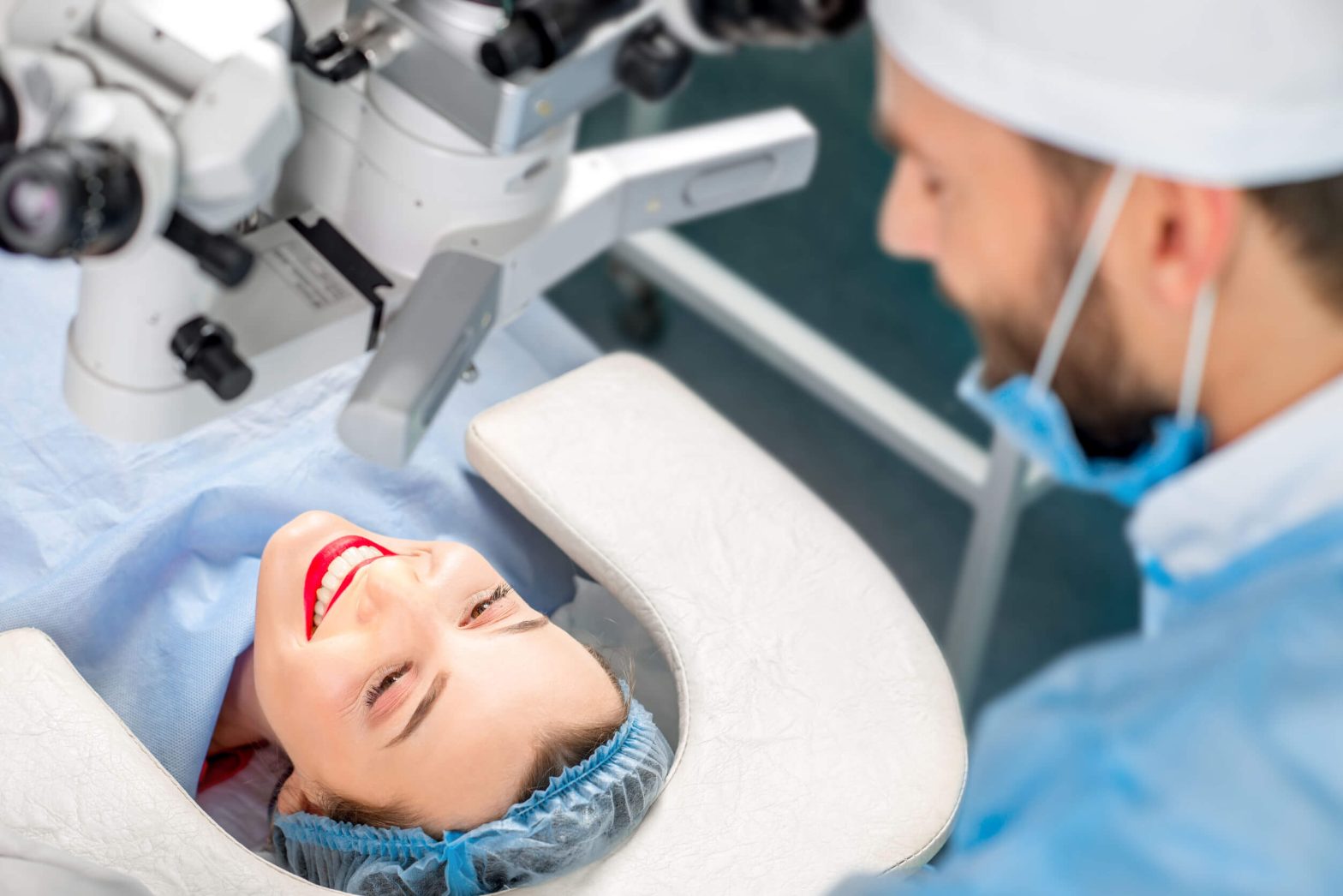Patient undergoing LASIK eye surgery